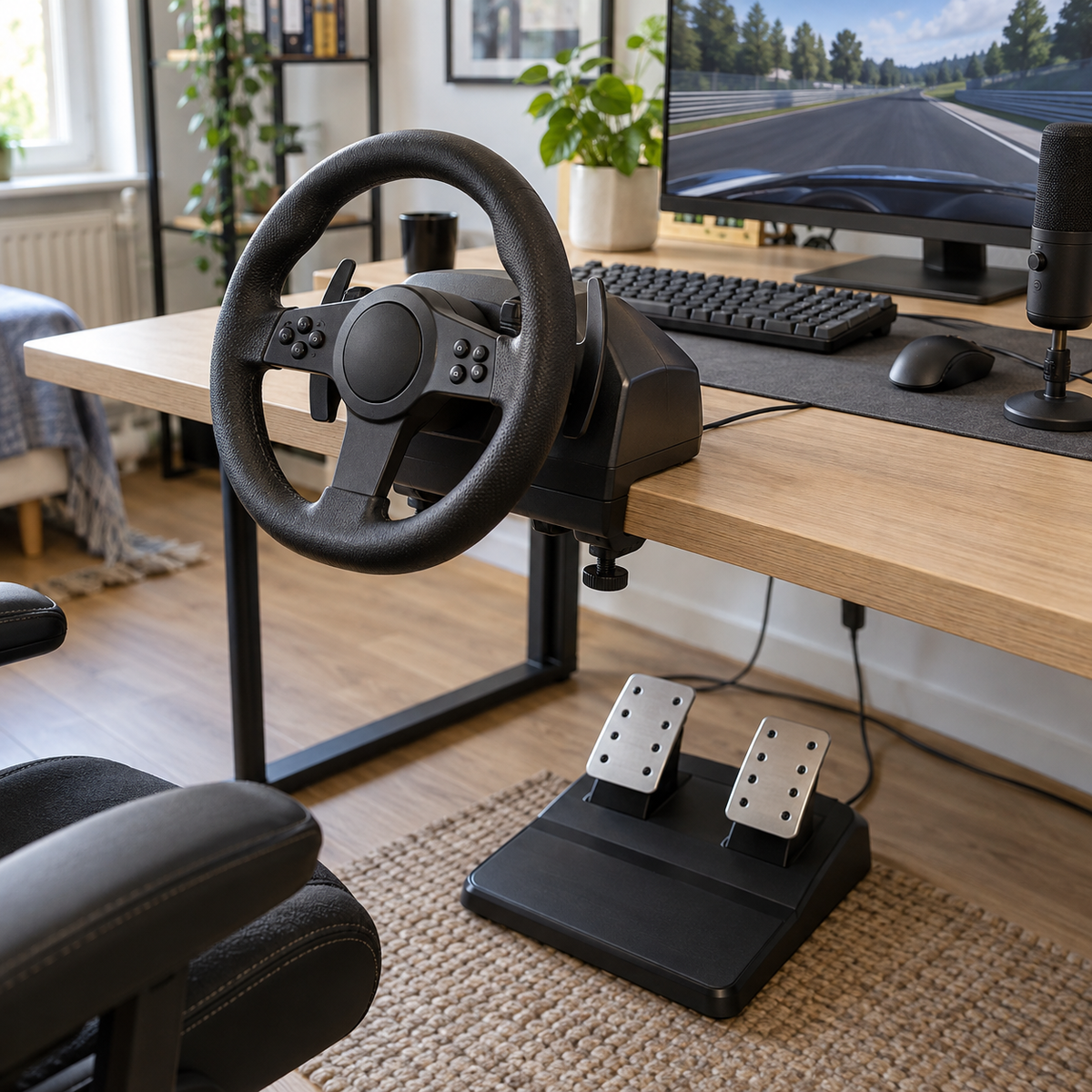 Gaming-Lenkrad mit Pedalen