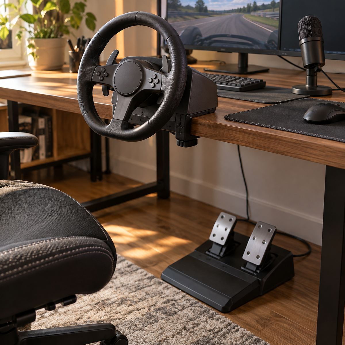 Gaming-Lenkrad mit Pedalen